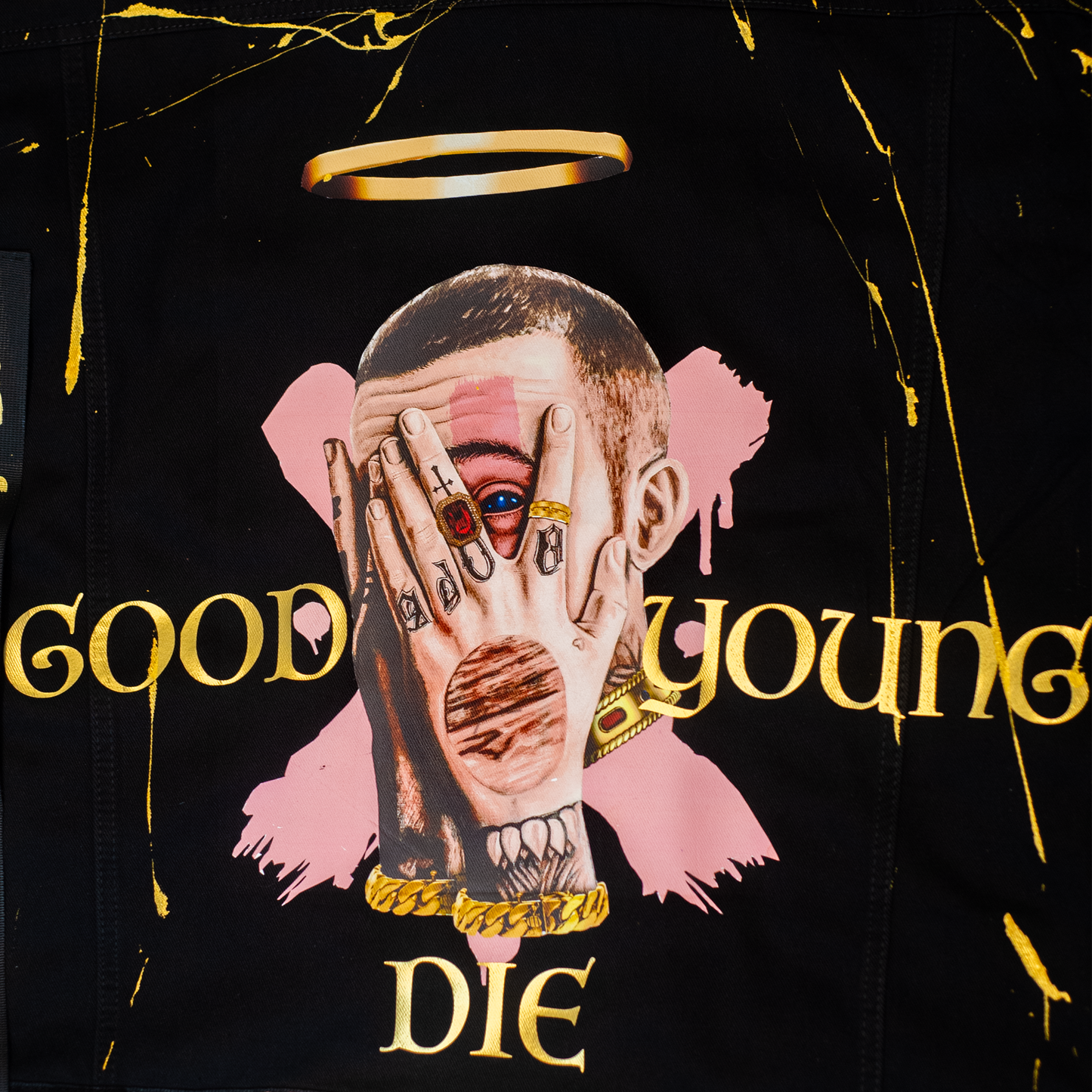 Mac Miller Good die young black /gold denim jacket